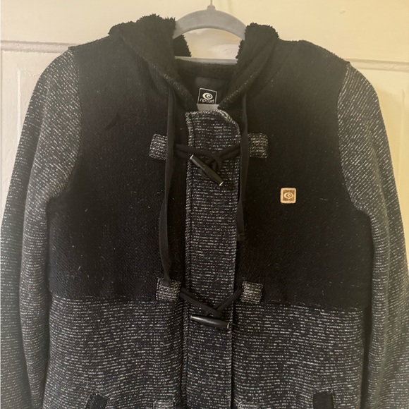 Rip Curl Black Zip Snap Toggle Closure Hooded Winter Coat• Large - Picture 2 of 7
